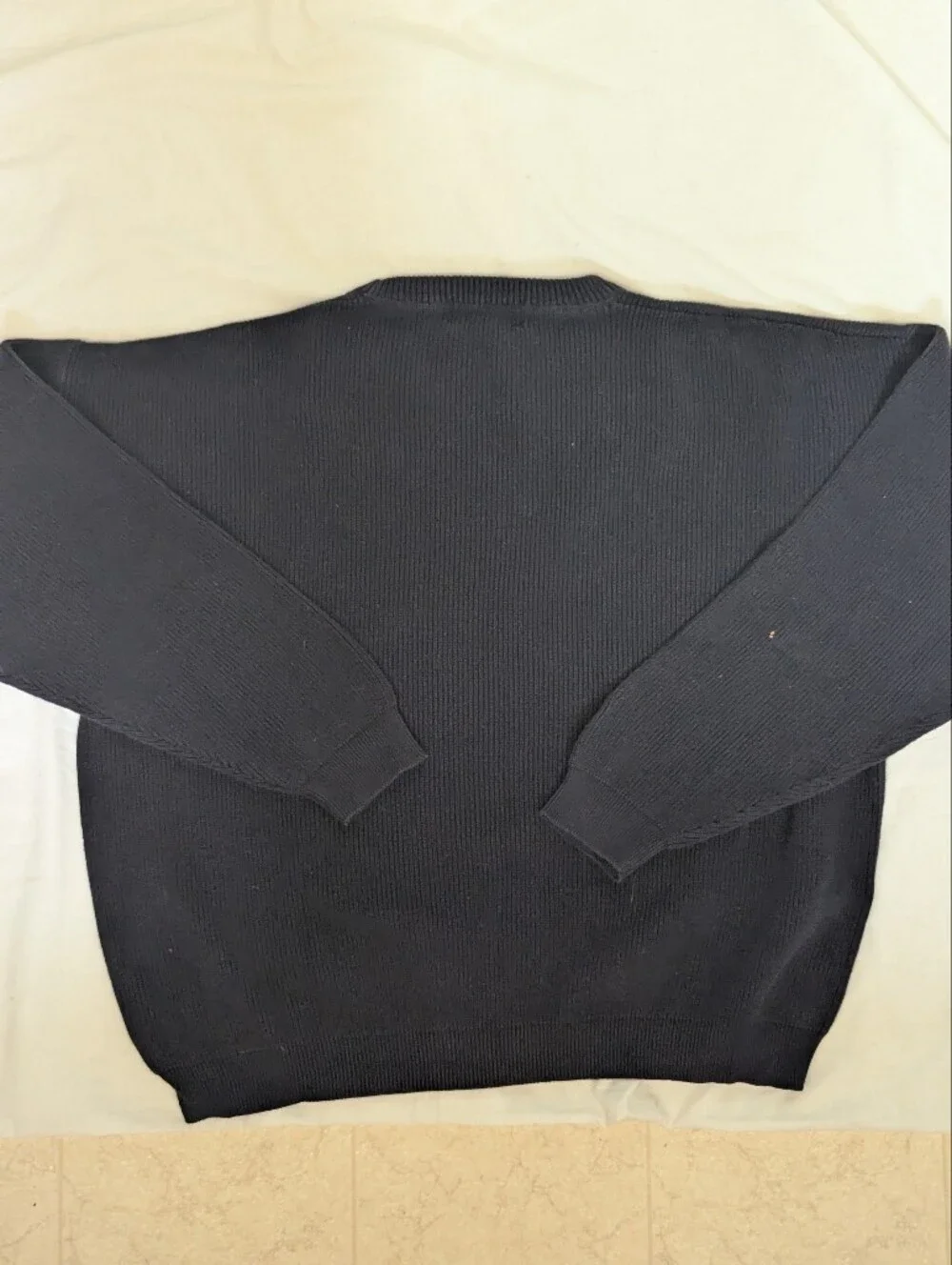 Vintage 1998 Eddie Bauer Sweater Mens Large Navy Blue Knit 100% Cotton Heavy